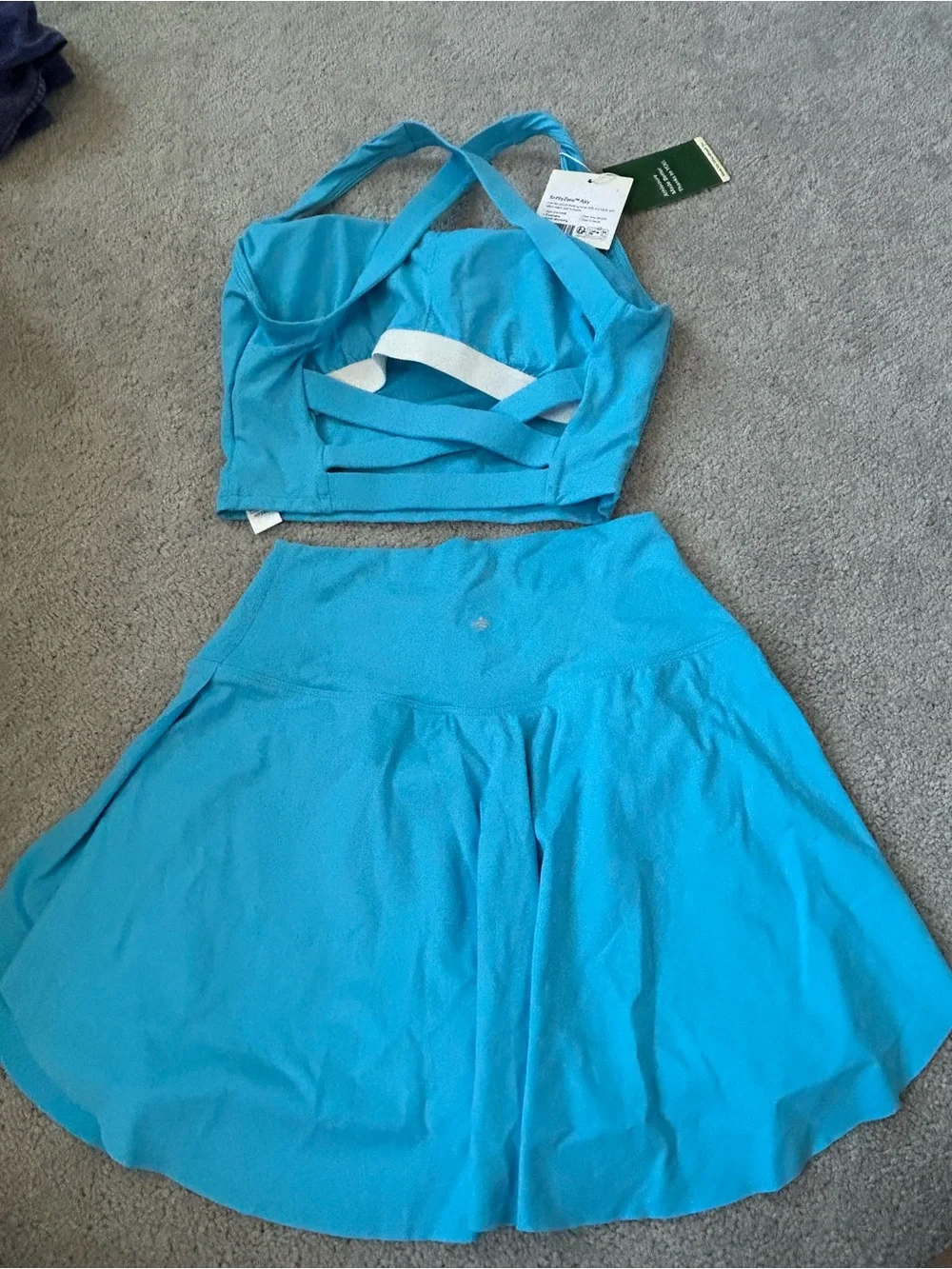 Halara workout set Bright Aqua Athletic Skirt and Crop Tank Set